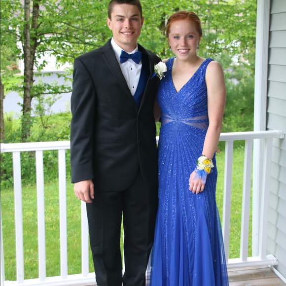 STUNNING Adrianna Papell Blue Beaded Prom Dress💙 - Picture 2 of 4